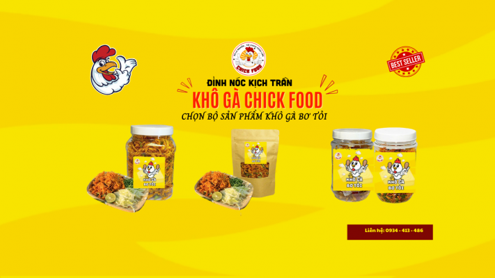 Khô gà bơ tỏi hộp 500g thơm ngon - CHICK FOOD